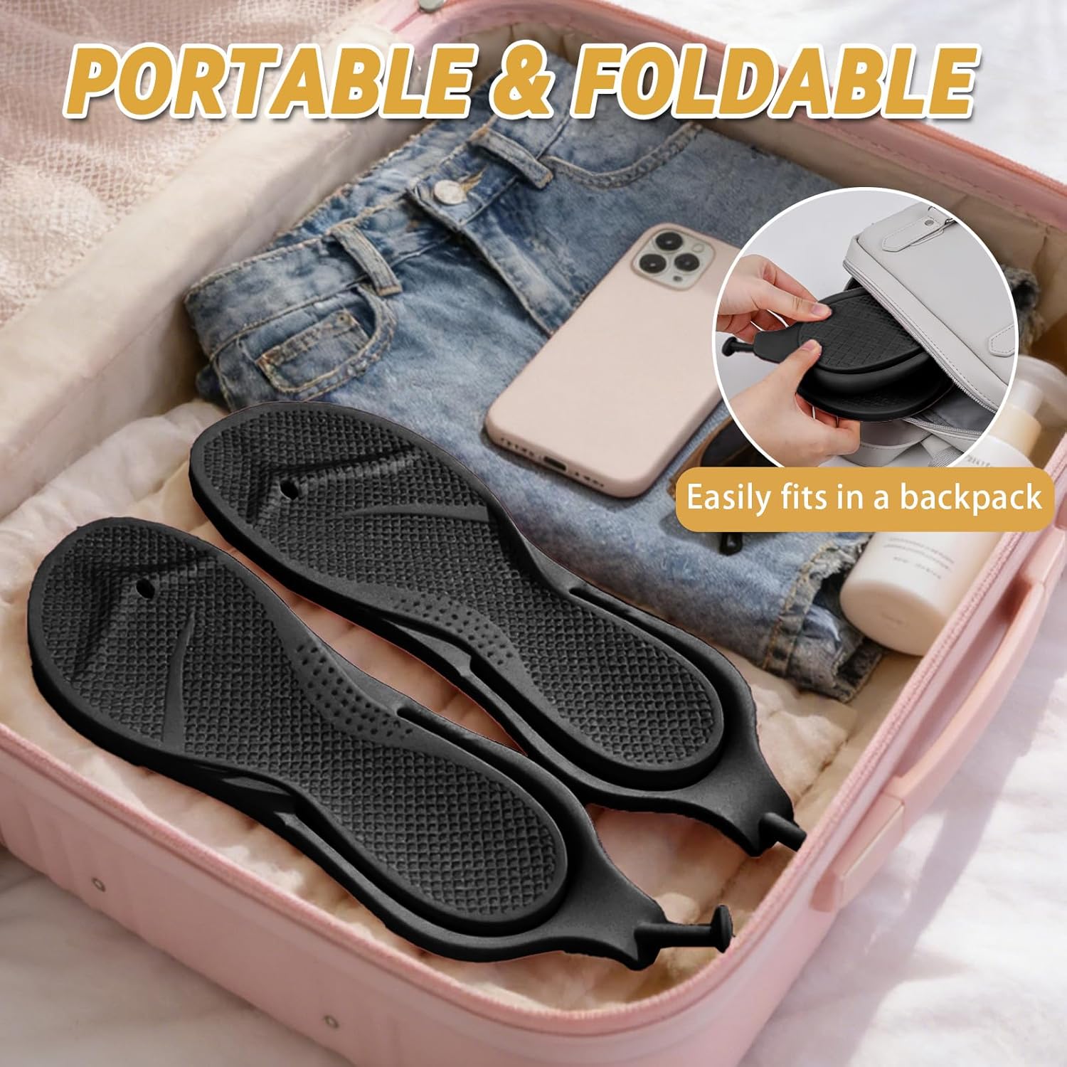 ZOORON Flip Flops for Women Men Lightweight Shower Shoes Foldable Travel Slippers Non-Slip Quick-Dry Bathroom Summer Beach Thong Sandals - Image 5