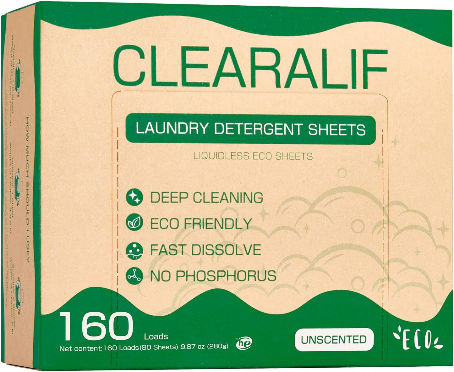 CLEARALIF Laundry Detergent Sheets up to 160 Loads (80sheets), Unscented, Laundry Detergent Strips Eco Friendly & Hypoallergenic - Image 2
