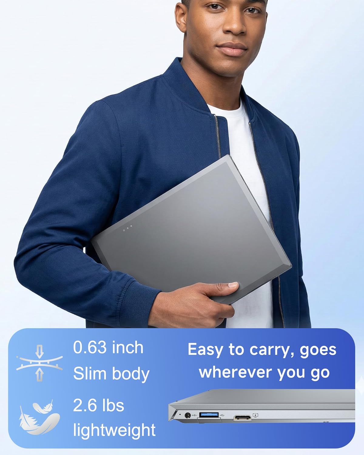 14 Inch Laptop Computer, 8GB RAM 256GB SSD, FHD IPS Display, J3710 Quad-Core Processor, Lightweight Portable Laptop with HDMI, USB 3.2, TF Card Slot, WiFi for Students, School & Home - Image 8