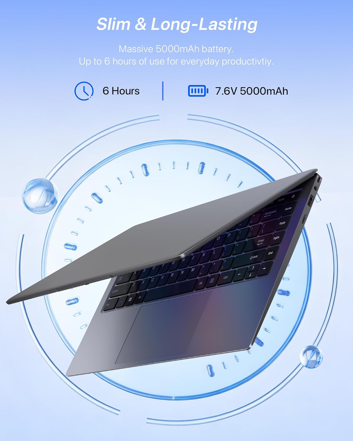 Laptop 14 Inch, 8GB RAM, 128GB SSD Expandable 1TB, Pentium 6500Y Processor Up to 3.4GHz, 1080P FHD IPS Screen, WiFi 5, BT 5.2, USB 3.2, USB C, laptops Computer for Business Student and Home - Image 7