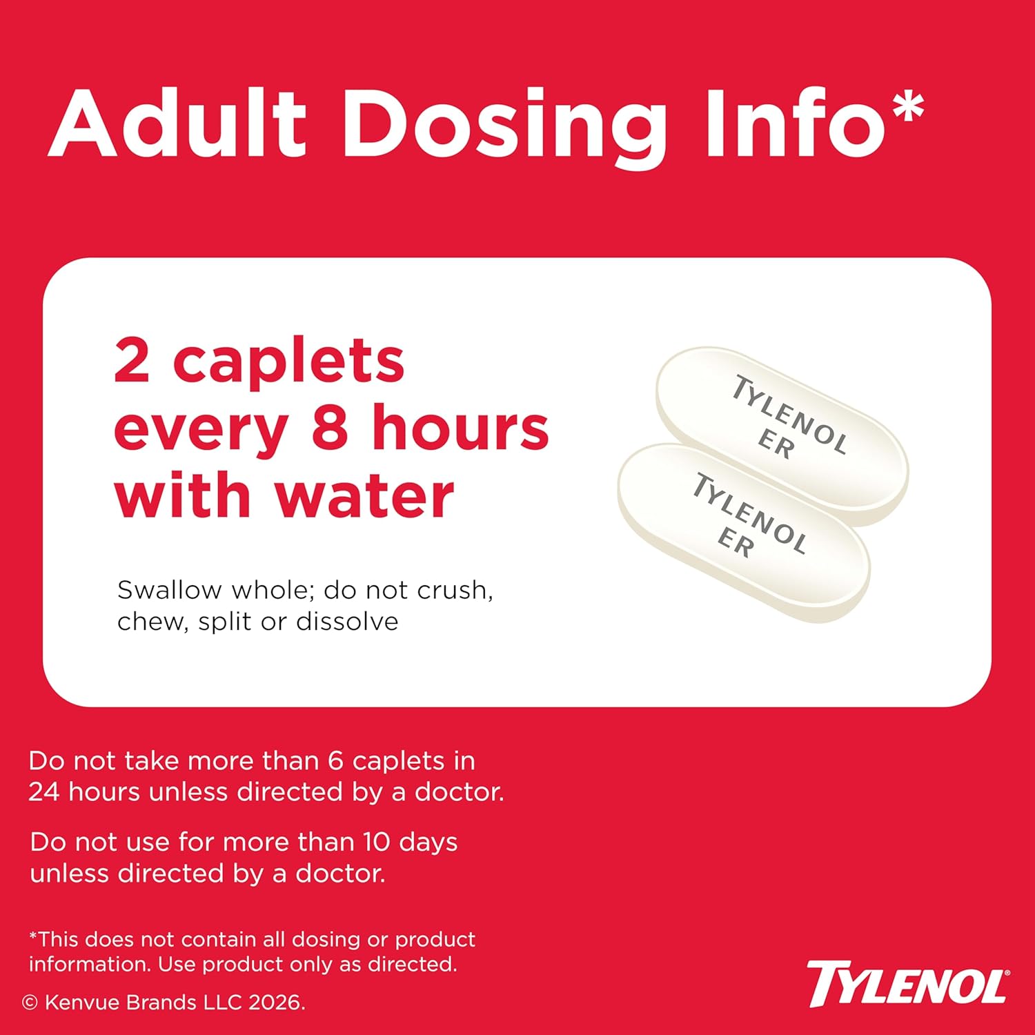 Tylenol 8 Hour Arthritis Pain Extended Fast, Strong Pain Relief Caplets, Acetaminophen 650 mg Each, Relieves Minor Arthritis and Joint Pain, Fever Reducer, Gentle on Stomach, 225 Count Value Size - Image 6