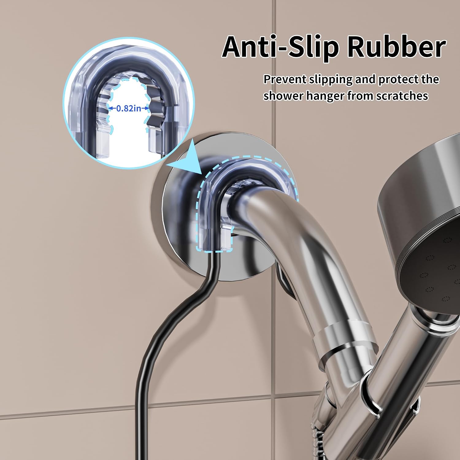 DAOYA Shower Caddy Hanging - Shower Caddy for Handheld Shower Heads with Soap holder, Toothbrush Holder & Suction Hook, Universal 0.82-inch Fit with Non-Slip Rubber Pad, Black - Image 5