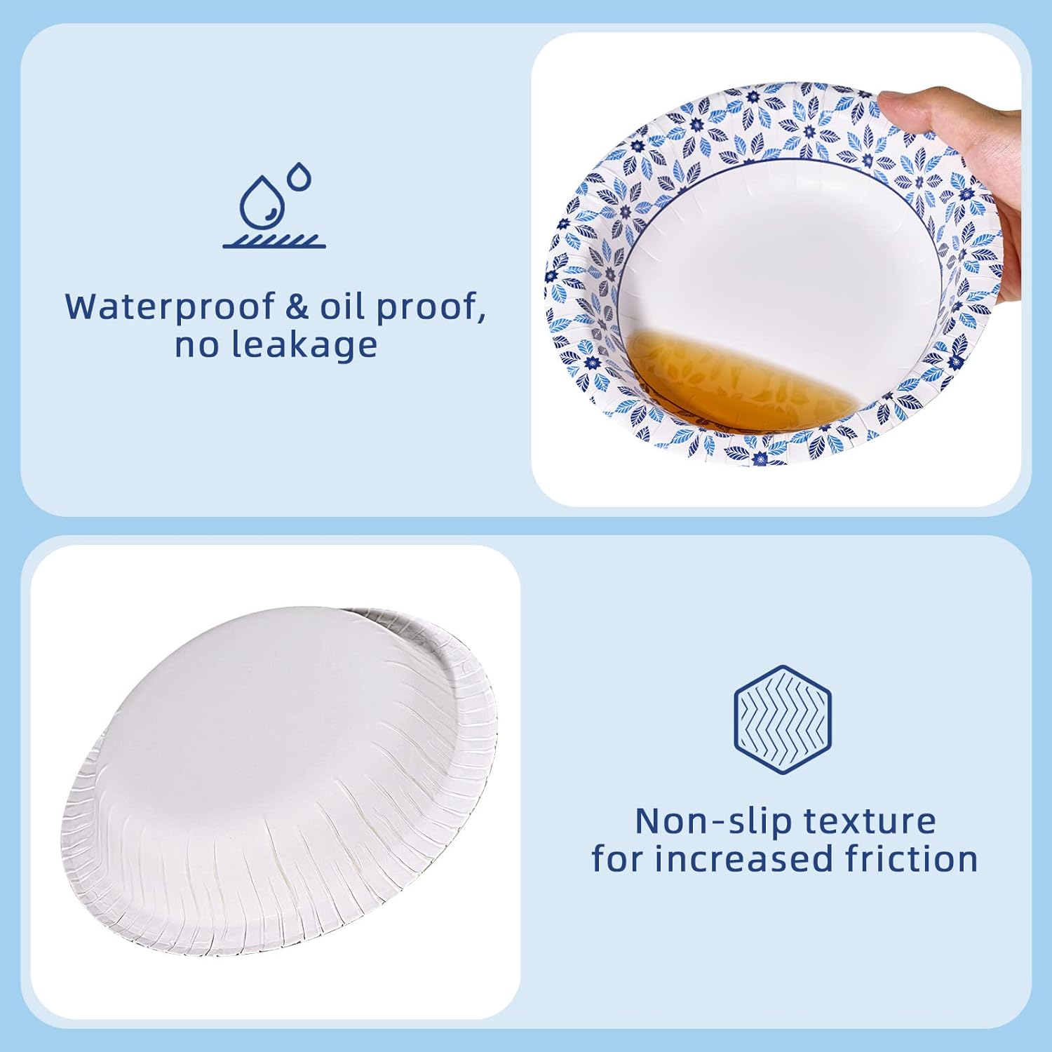JOLLY CHEF 160 Count Paper Bowls 20 oz Soak Proof, Heavy Duty Printed Disposable Bowls Bulk for Dinner or Lunch - Image 3