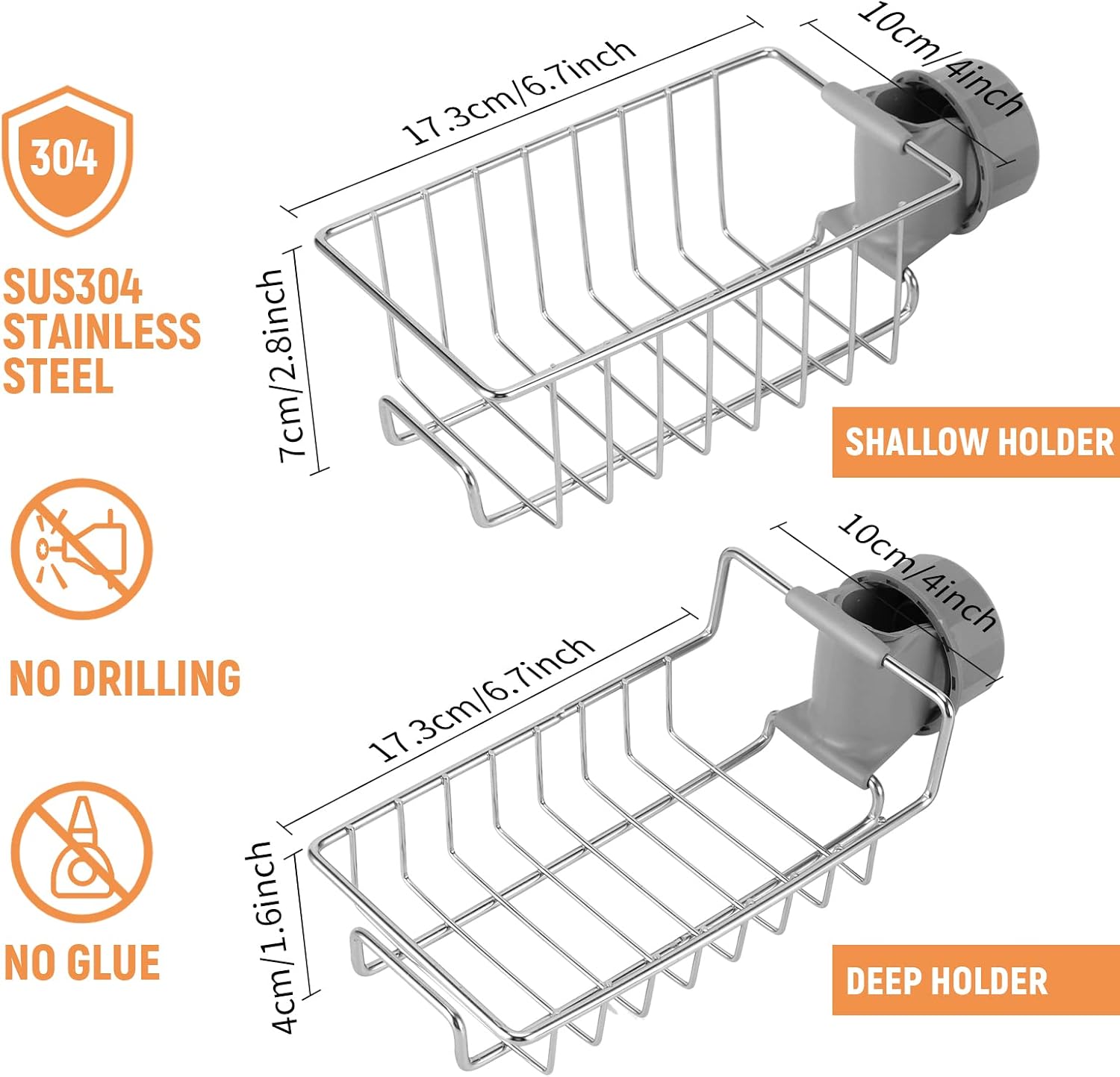Clawfoot Tub Caddy(Shower Rod Not Included) - Stainless Steel Shower Shelves and Soap Caddy - Image 3