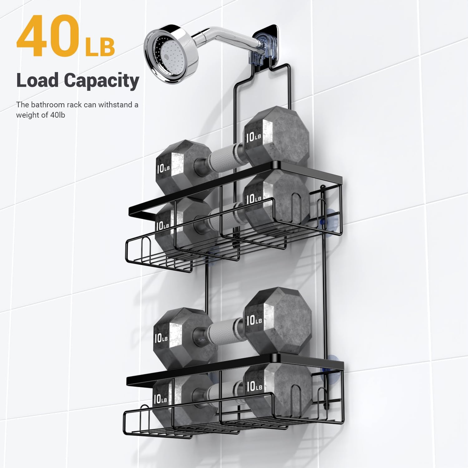 AKTECKE Shower Caddy Hanging Bathroom Organizer: Rustproof Shelf for Inside Shower - No Drilling Racks Over Showerhead - Bath Shelves for Shampoo Soap - Image 4