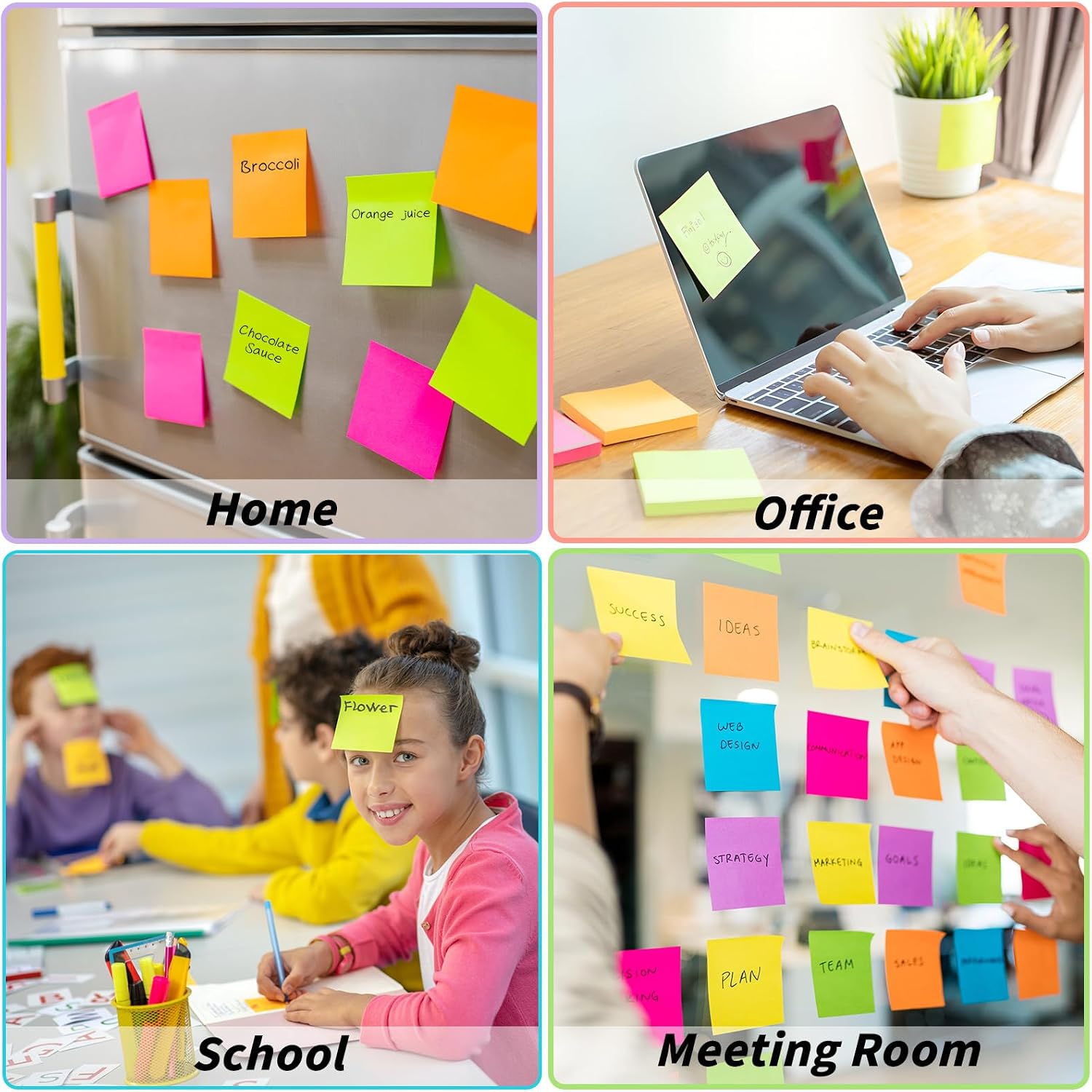 100 Pack Sticky Notes 3x3 Inch Colorful Self Stick Note Pads | 20 Colors, 50 Sheets Each, Self Stick Paper, Color Coding, Office Supplies, School, Home, Meetings, Reminders - Image 5
