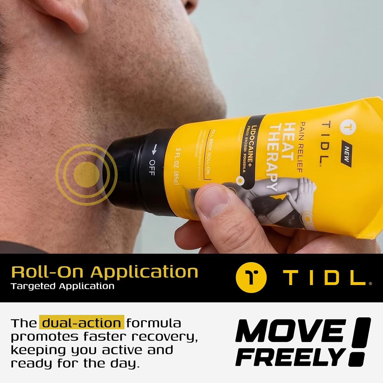 TIDL Heat Therapy Roll-On Pain Reliever | Menthol Lidocaine+ Dual Action Formula Anti-Inflammatory Warming Botanical Massaging Roller for Muscle Joint Shoulder Back Pain Relief | 3 fl oz - Image 8