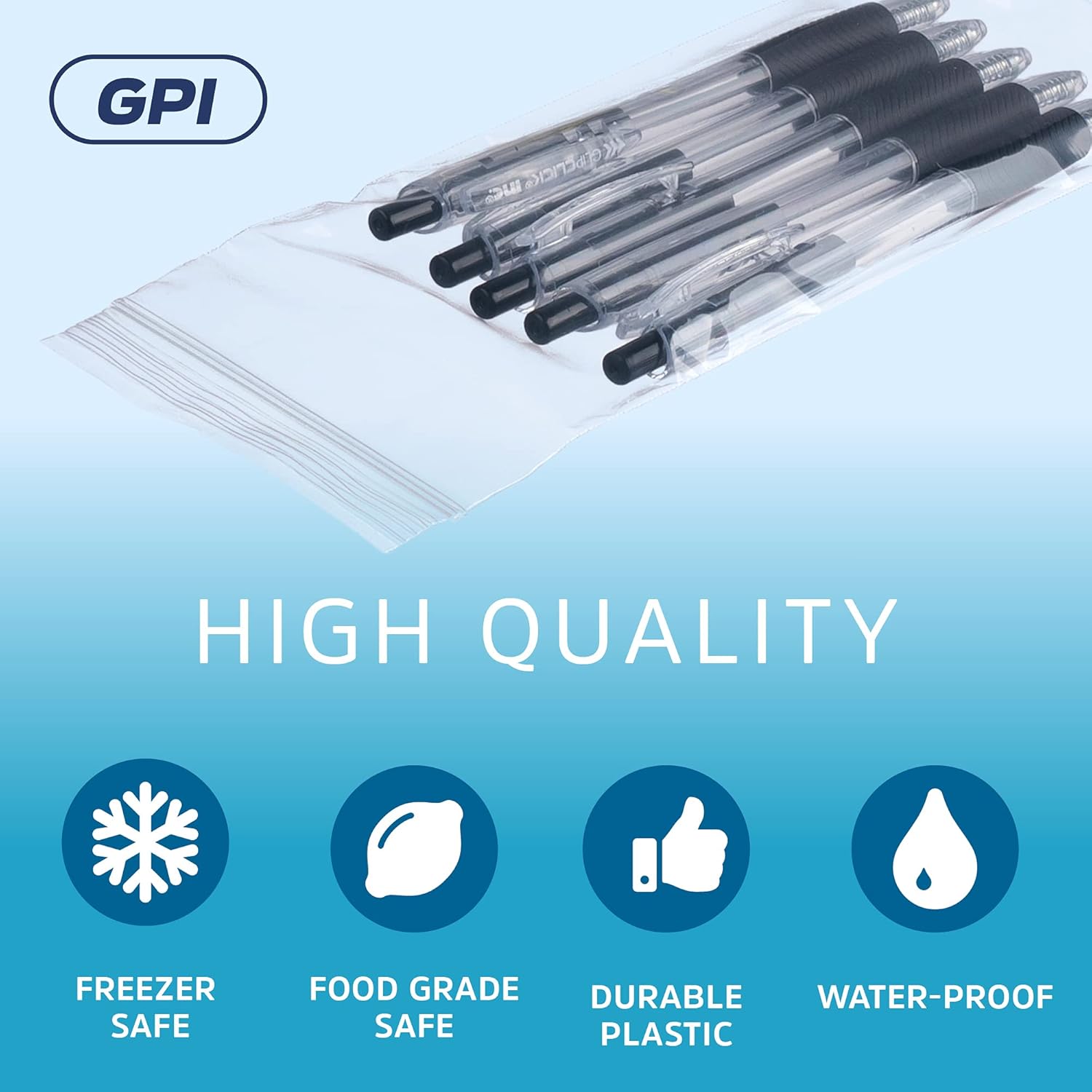 3" x 8" Long Zip Bags, 100 Pack, Clear Plastic Reclosable Zip Baggies, 2 Mil Thick, Resealable Poly Bags for Packaging Insence, Necklaces, Jewelry & Office Supplies. GPI - Image 4