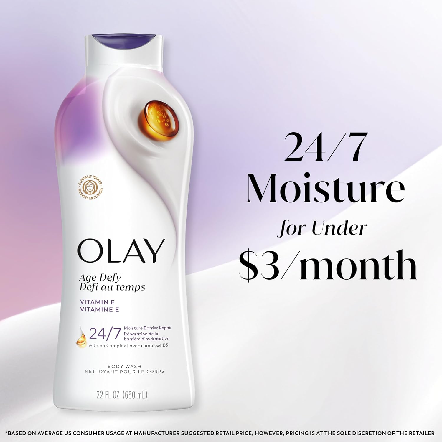 Olay Body Wash for Women, Age Defying with Vitamin E, 24hr Moisturizing, Hydrating & Refreshing, B3 Vitamin Complex, Free of Parabens & Phthalates, for All Skin Types, Scented, 22 fl oz (Pack of 4) - Image 10