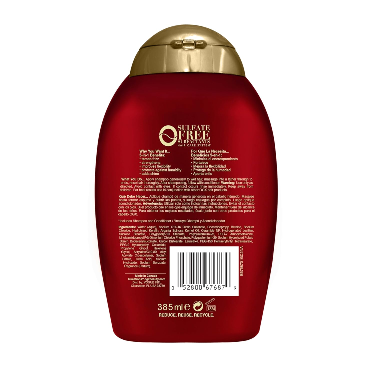 OGX Frizz-Free + Keratin Smoothing Oil Shampoo, 5 in 1, for Frizzy Hair, Shiny Hair, 13 Fl Oz - Image 10