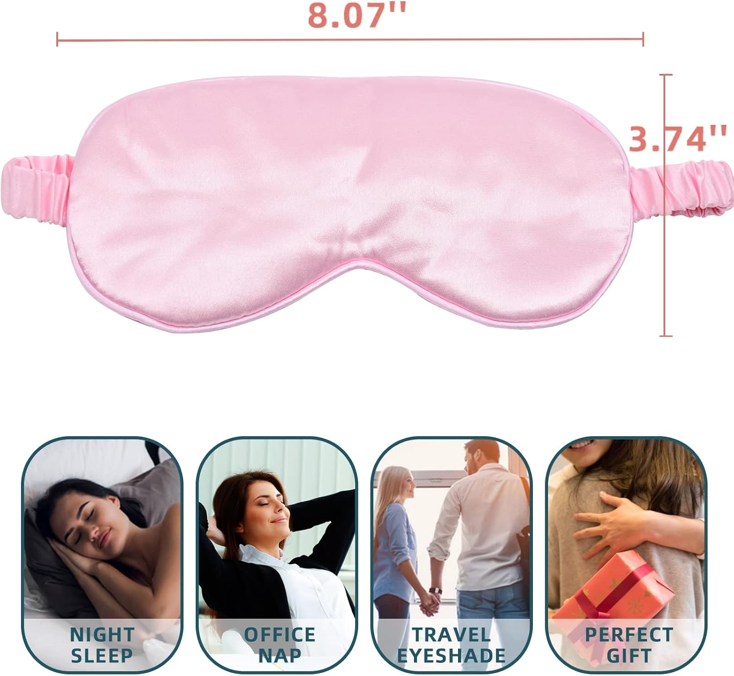 LERSVICVIL Sleep Mask 4 Pack Silk Eye Cover Soft Satin Blindfold Elastic Strap Night Eyeshade Travel Nap for Women Men - Image 6