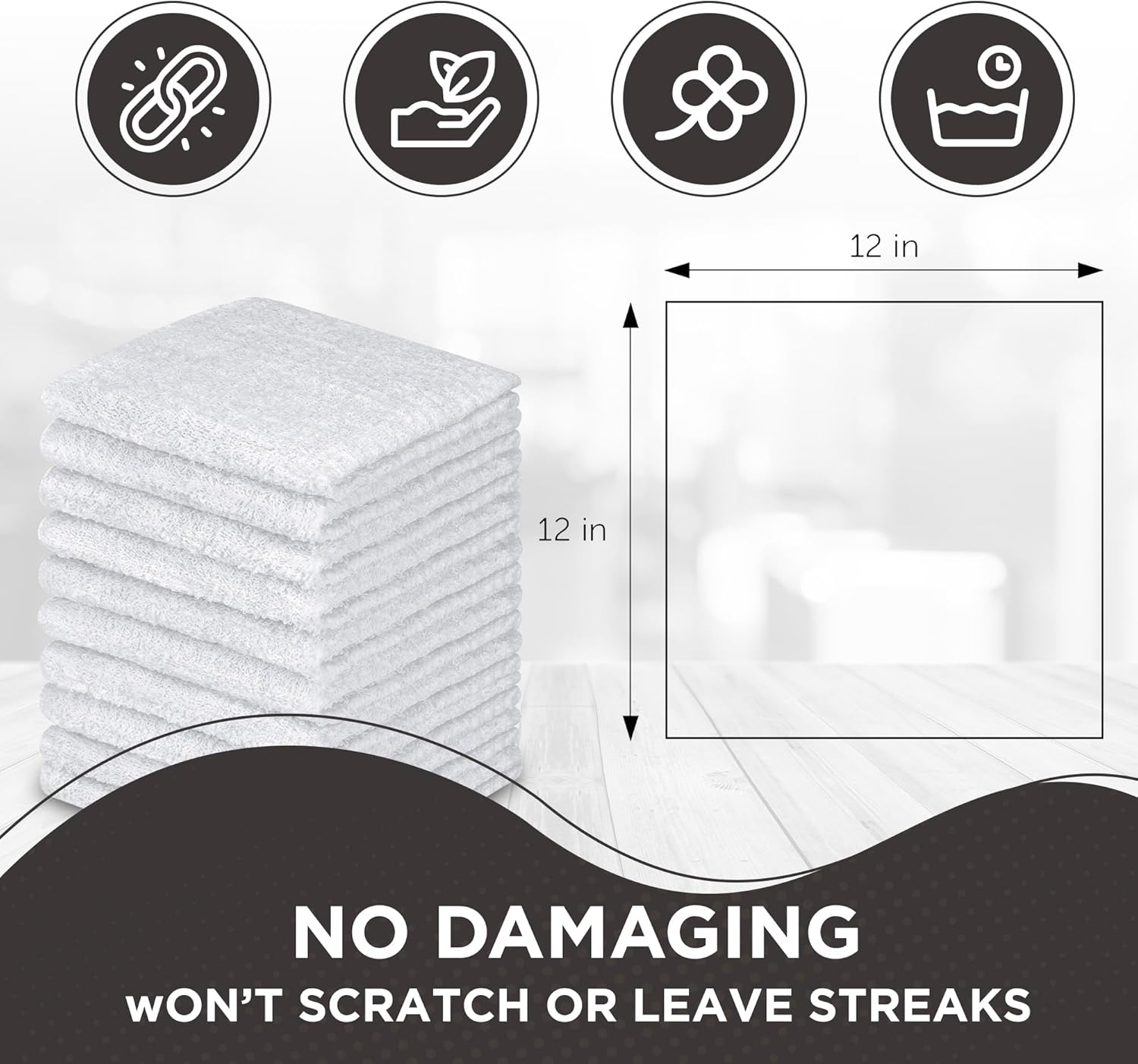 DecorRack 10 Pack 100% Cotton Wash Cloth, Luxurious Soft, 12 x 12 inch Ultra Absorbent, Machine Washable Premium Quality Washcloths, White (10 Pack) - Image 7