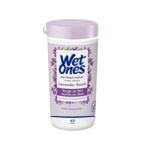 Wet Ones Antibacterial Hand Wipes, Lavender Wipes | Antibacterial Wipes, Moisturizing Wipes | 40 ct. Canister