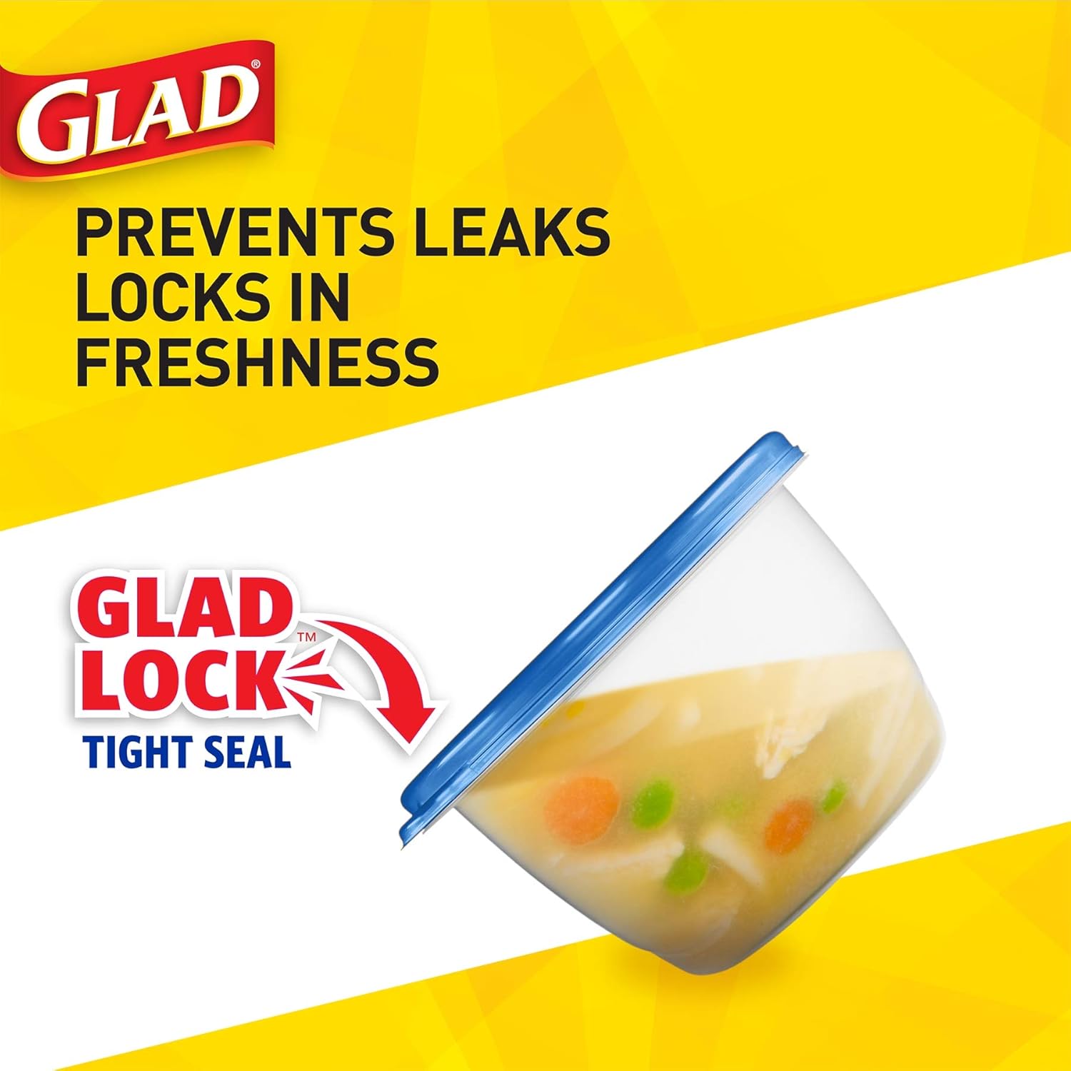 Glad GladWare Big Bowl Food Storage Containers with Lids, Large Round No BPA Plastic Containers for Soups, Salads, and Meal Prep, Lock Tight Seal, Microwave Dishwasher Safe, 48 Oz, 3 Count - Image 9