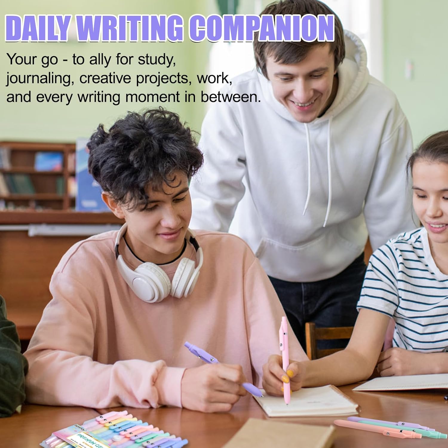 Fenmay Gel Pens, 12 Pcs Black Ink Pens 0.7mm Medium Point| Quick Dry No Smudge, Smooth Writing, Retractable Cute Aesthetic Pens for Journaling Note Taking School Office Supplies - Image 6