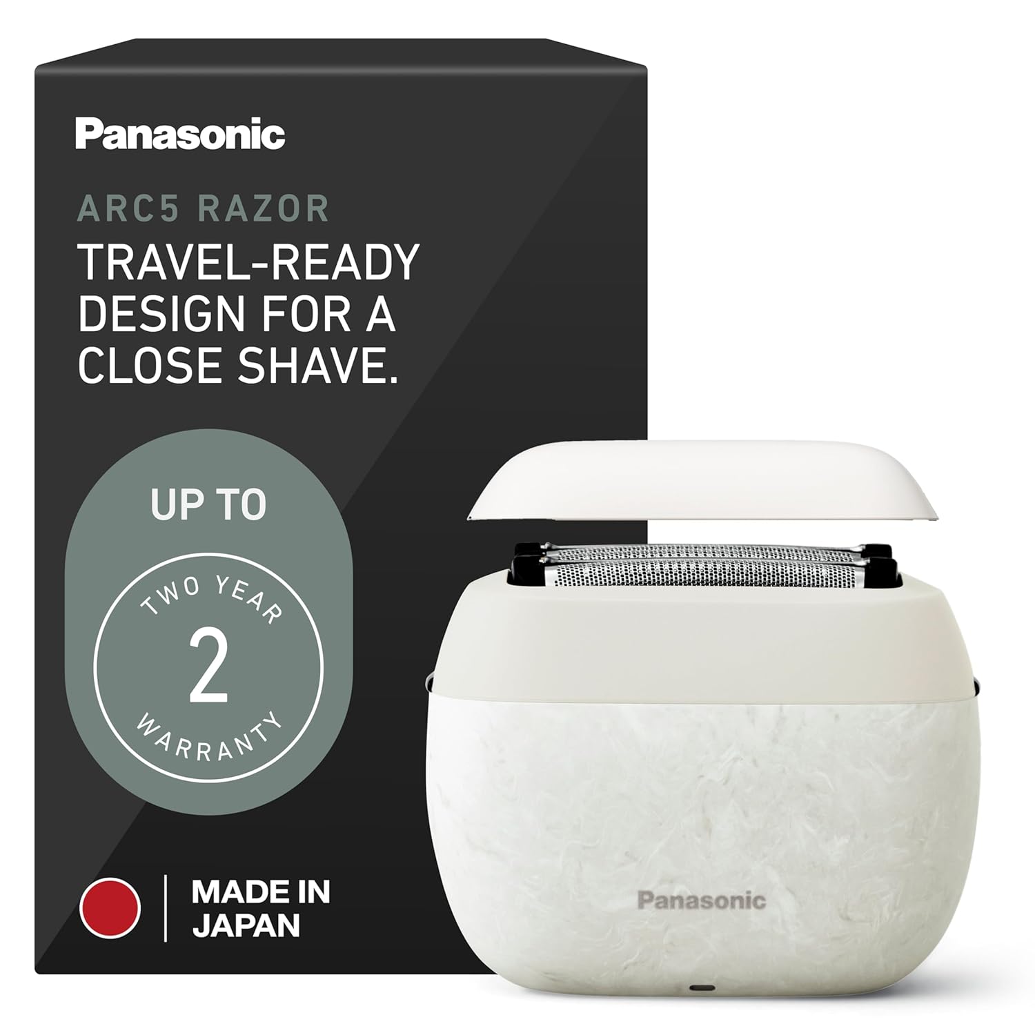 Panasonic ARC5 Palm-Sized Foil Shaver, Powerful Travel Electric Razor for Men, USB-C Charge Wet/Dry, Easy-Clean Luxury Japanese 5-Blade, Smooth & Precise Cut w/Smart Sensor (Natural Sea Stone) - Image 2