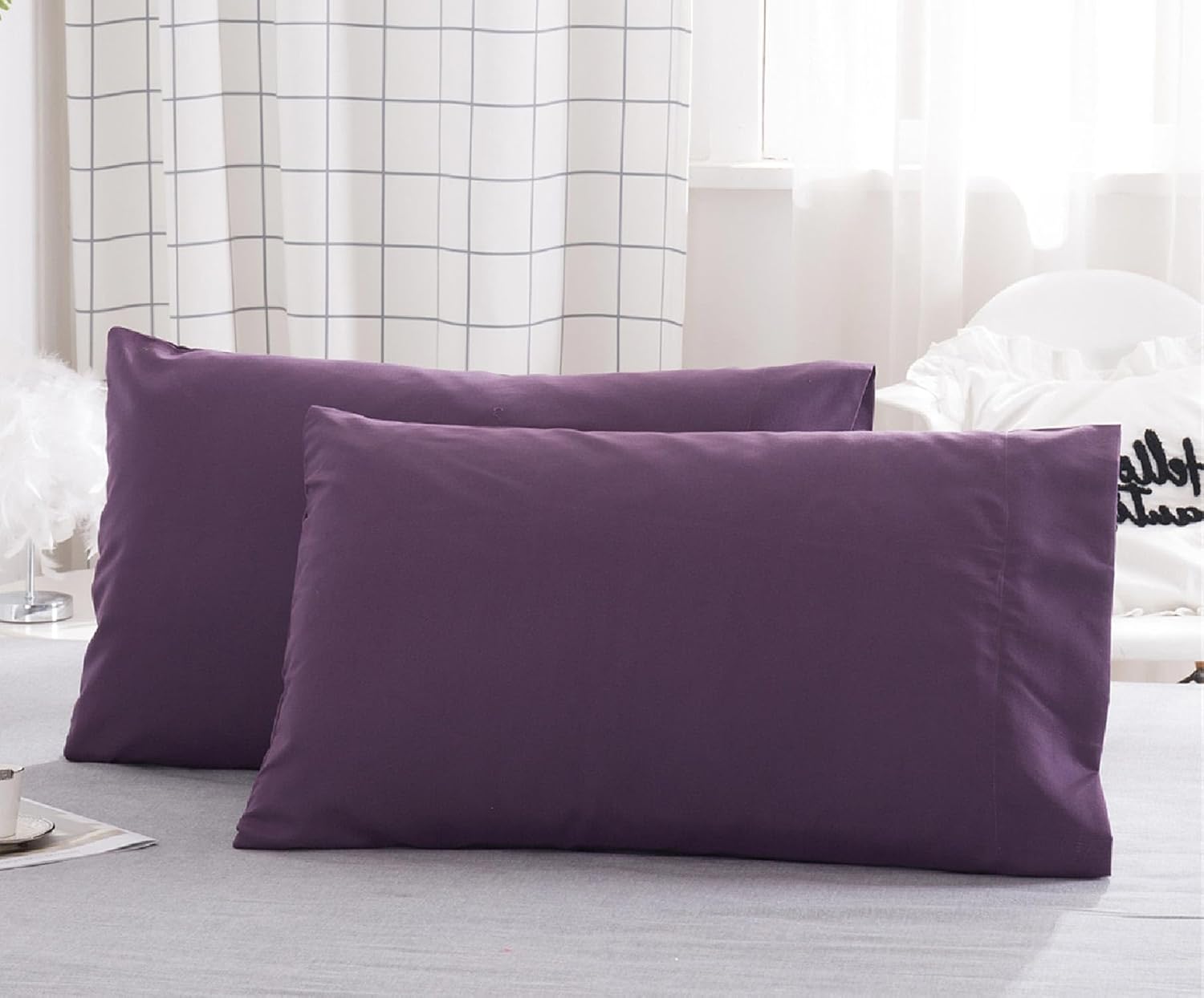 Microfiber Standard Bed Pillowcases 2 Pack, Super Soft Bed Pillow Covers Envelope Closure, Wrinkle, Fade and Stain Resistant, 20x26, Purple - Image 5