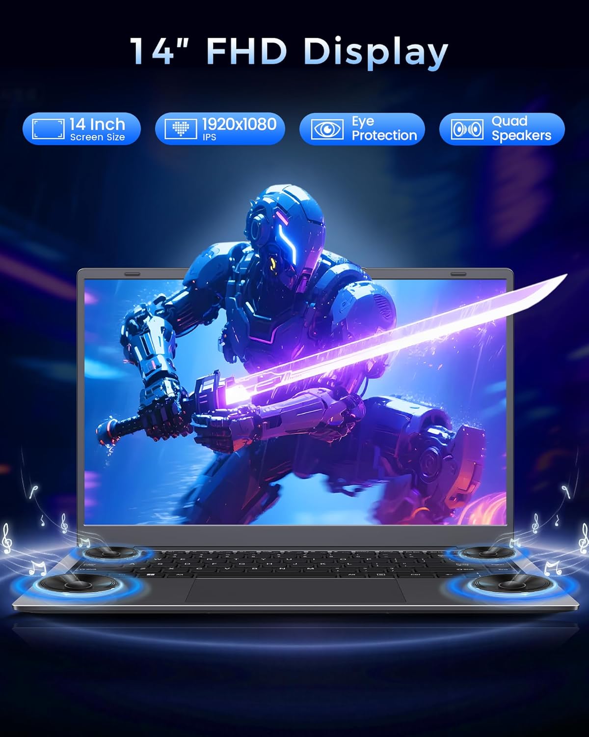 Laptop 32GB RAM, 512GB SSD Laptops Computers with Pentium Processor (Up to 3.4GHz), 14 inch FHD IPS Screen, Dual USB C, USB 3.2, HDMI, TF Card Slot, Lightweight Laptop for Business and Student - Image 6