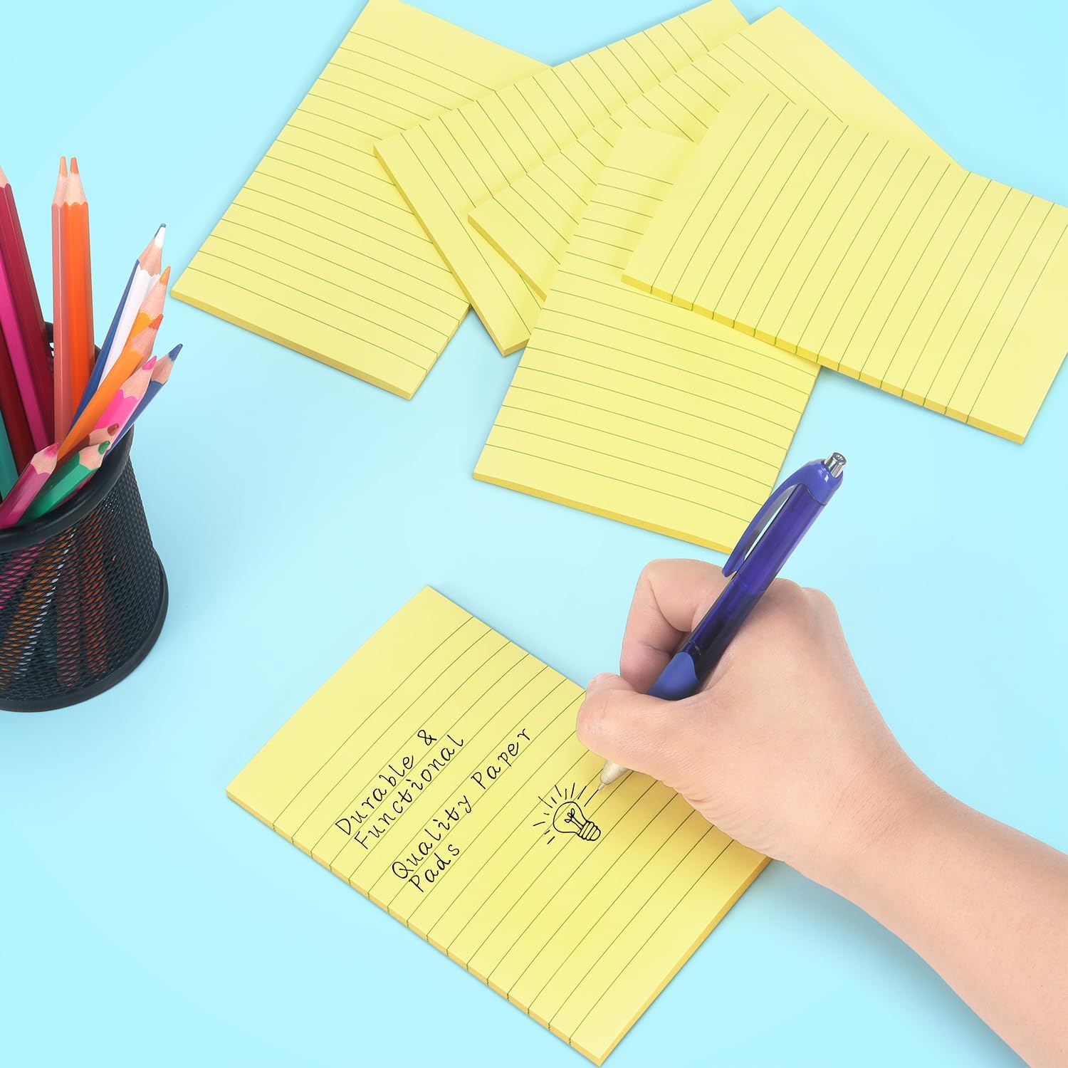 Early Buy 6 Pads Lined Sticky Notes with Lines 4x6 Self-Stick Notes Bright Color Sticky Notes, 45 Sheets/Pad (Yellow) - Image 6