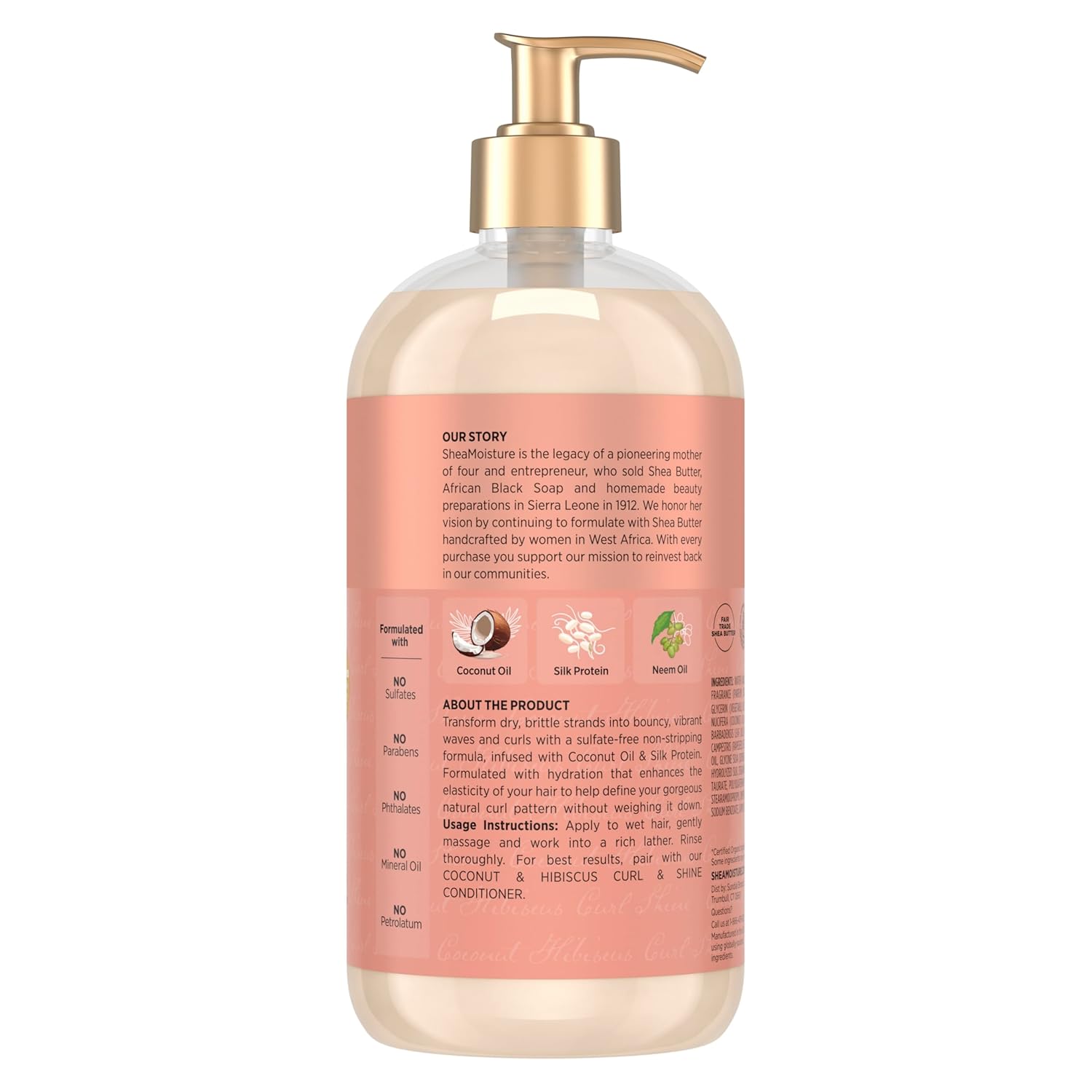 Shea Moisture Shampoo Coconut and Hibiscus, for Thick, Curly Hair, to Cleanse & Hydrate, 24 Fl oz - Image 3