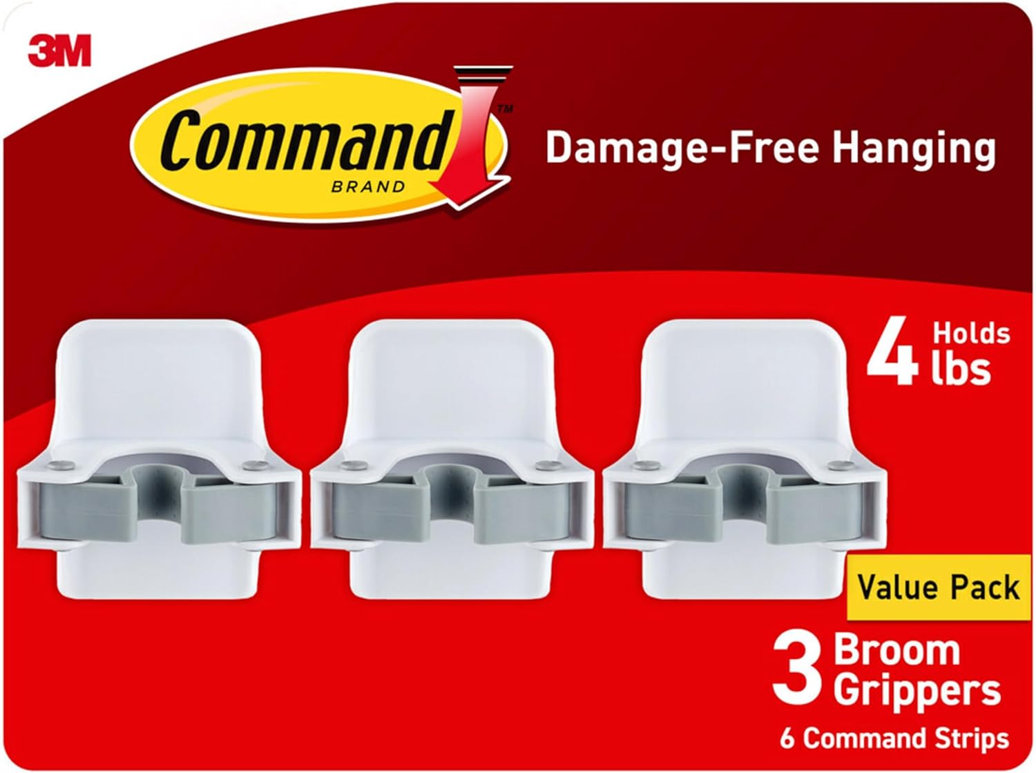 Command Broom and Mop Gripper, 3-Pack, Organize Damage-Free - Image 2