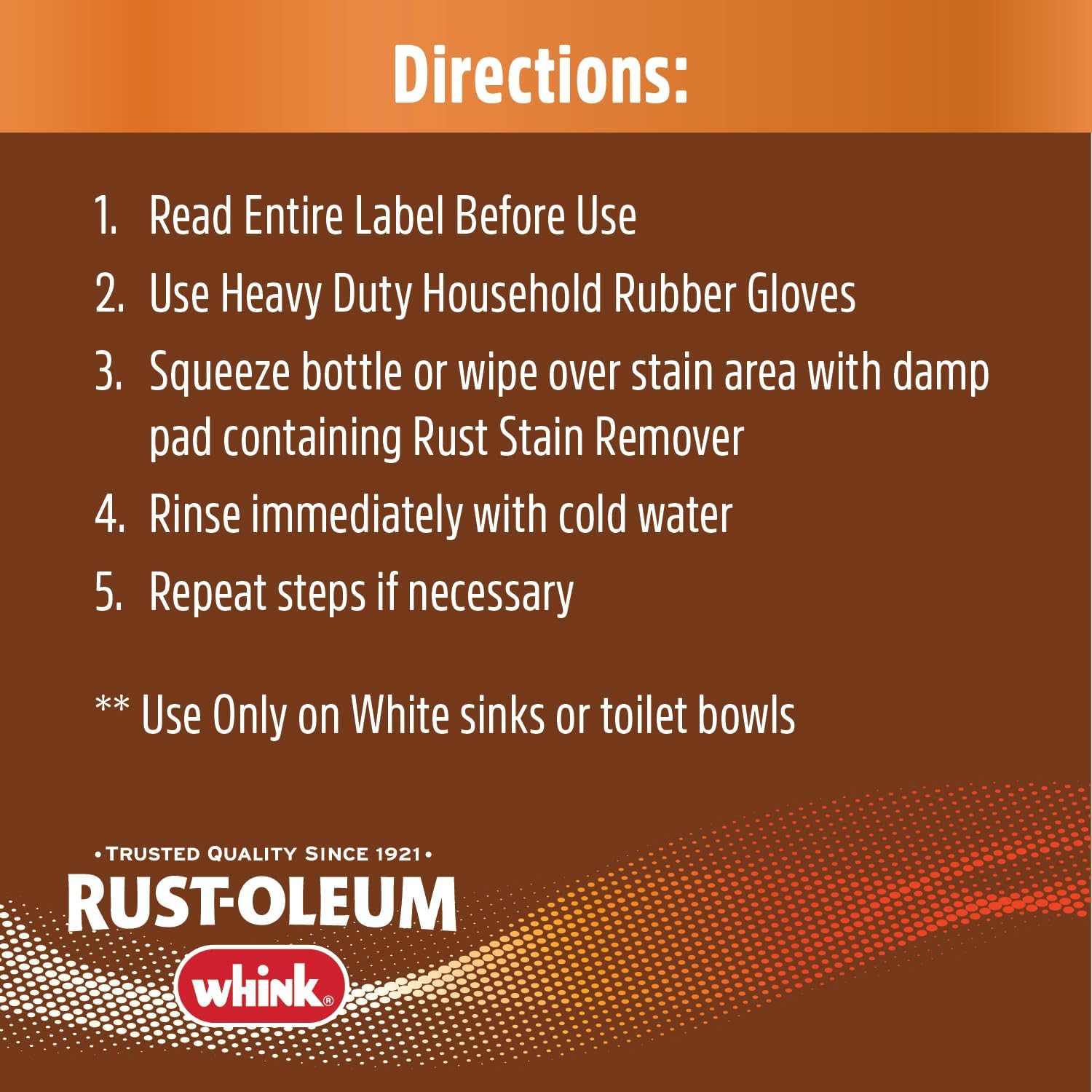 Rust-Oleum Whink Rust Stain Remover | Heavy-Duty Iron Stain Remover for White Toilets & Sinks, Colorfast Fabric & Carpets | 16 oz - Image 9