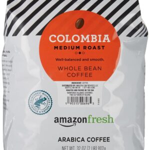Amazon Fresh, Colombia Whole Bean Coffee Medium Roast, 32 Oz