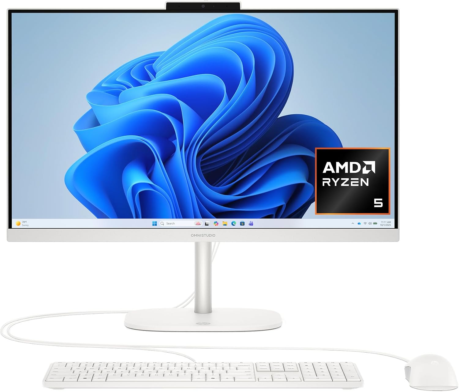 HP OmniStudio 23.8 inch All-in-One Desktop PC, FHD Display, AMD Ryzen 5 40, 8 GB RAM, 512 GB SSD, AMD Radeon Graphics, Windows 11 Home, Cotton White, 24-cv0002 (2026) - Image 2