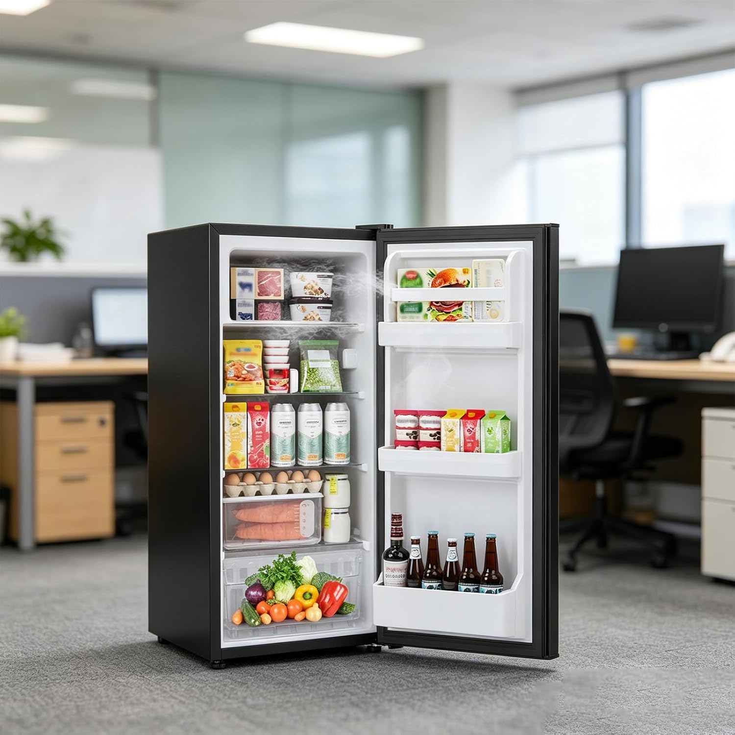 4.5 Cu.Ft Mini Fridge with Freezer, 2 Door Compact Refrigerator, Small Fridge with Adjustable Thermostat Energy Ultra Quiet, Mini Fridge Removable Glass Shelves for Bedroom Office Dorm-Satin Black - Image 6