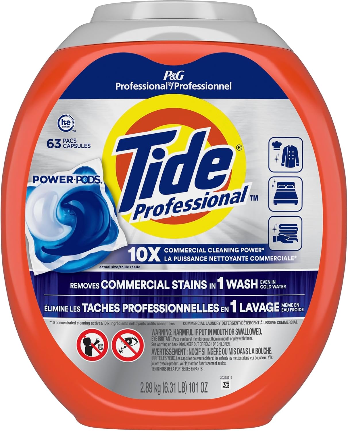 Tide Professional Commercial Power PODS Laundry Detergent, 63 PODS Per Pack, Case Of 4 Packs - Image 4