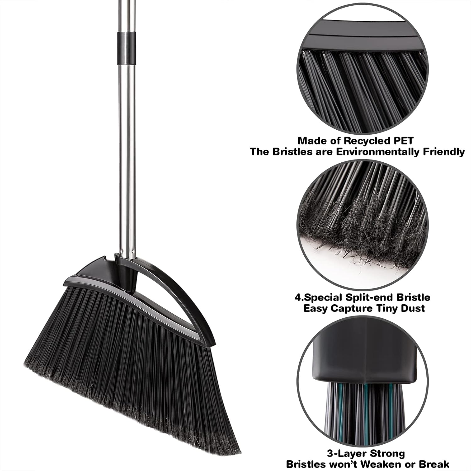 Yangbaga Long Handled Dust Pan and Broom Set for Home,Heavy Duty Metal Dustpans and Brooms,Upright Stand Up Design,54"Outdoor Broom and 38" Dustpan Combo for,Lobby Floor, Yard,Home Kitchen Office Use - Image 5