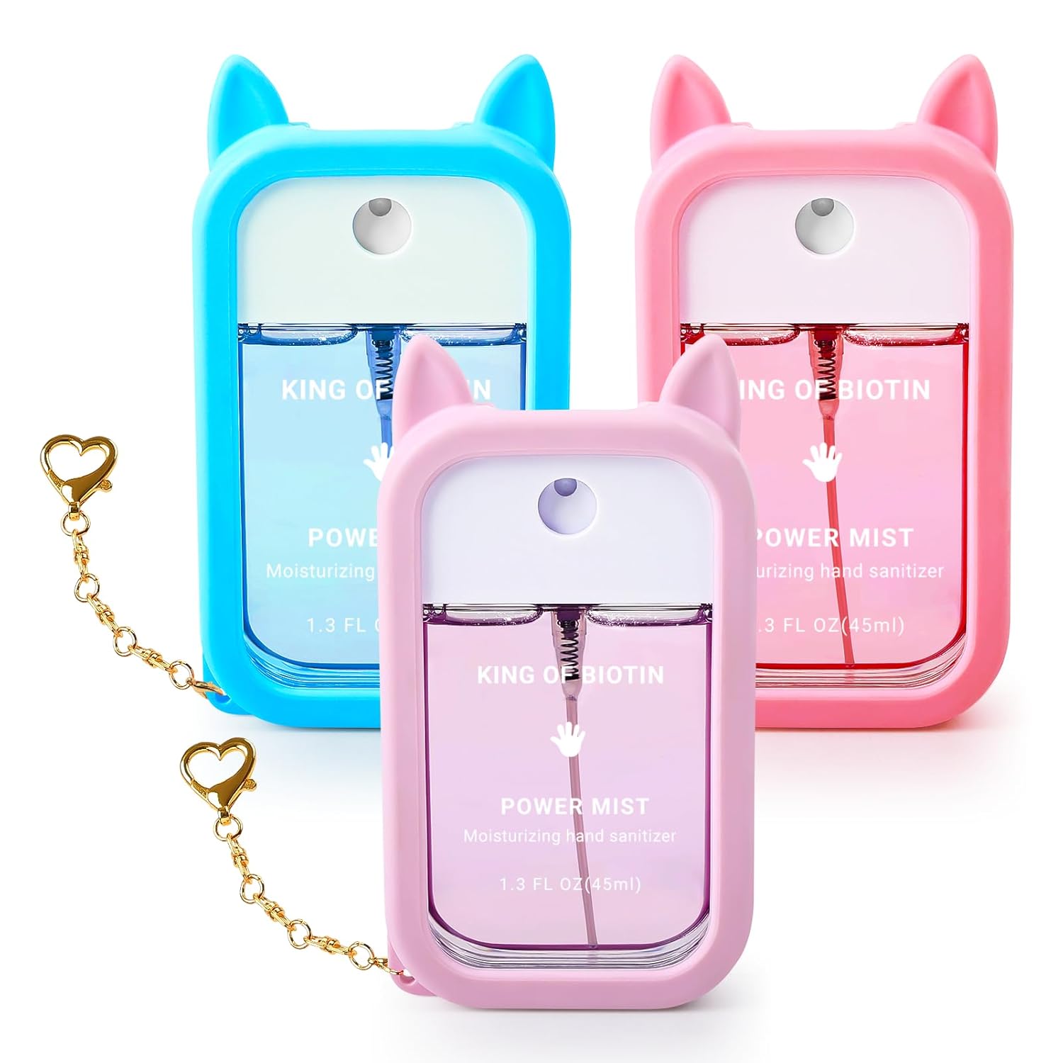 Hand Sanitizer Spray, 3 Pcs Spray Hand Sanitizer with Silicone Case & Cute Keychain, Scented Pocket Power Mist Hydrating for Women, Teen, Girl, 3.9 FL. OZ. Travel Size, 3 Scents - Image 2