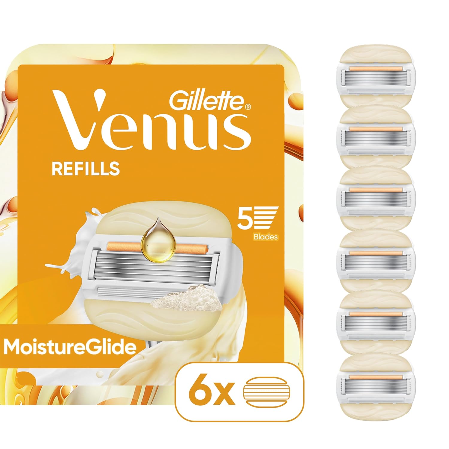 Venus MoistureGlide Women's Razor Blades, With Built-in Shave Gel Bars, 6 Razor Blade Refills - Image 11
