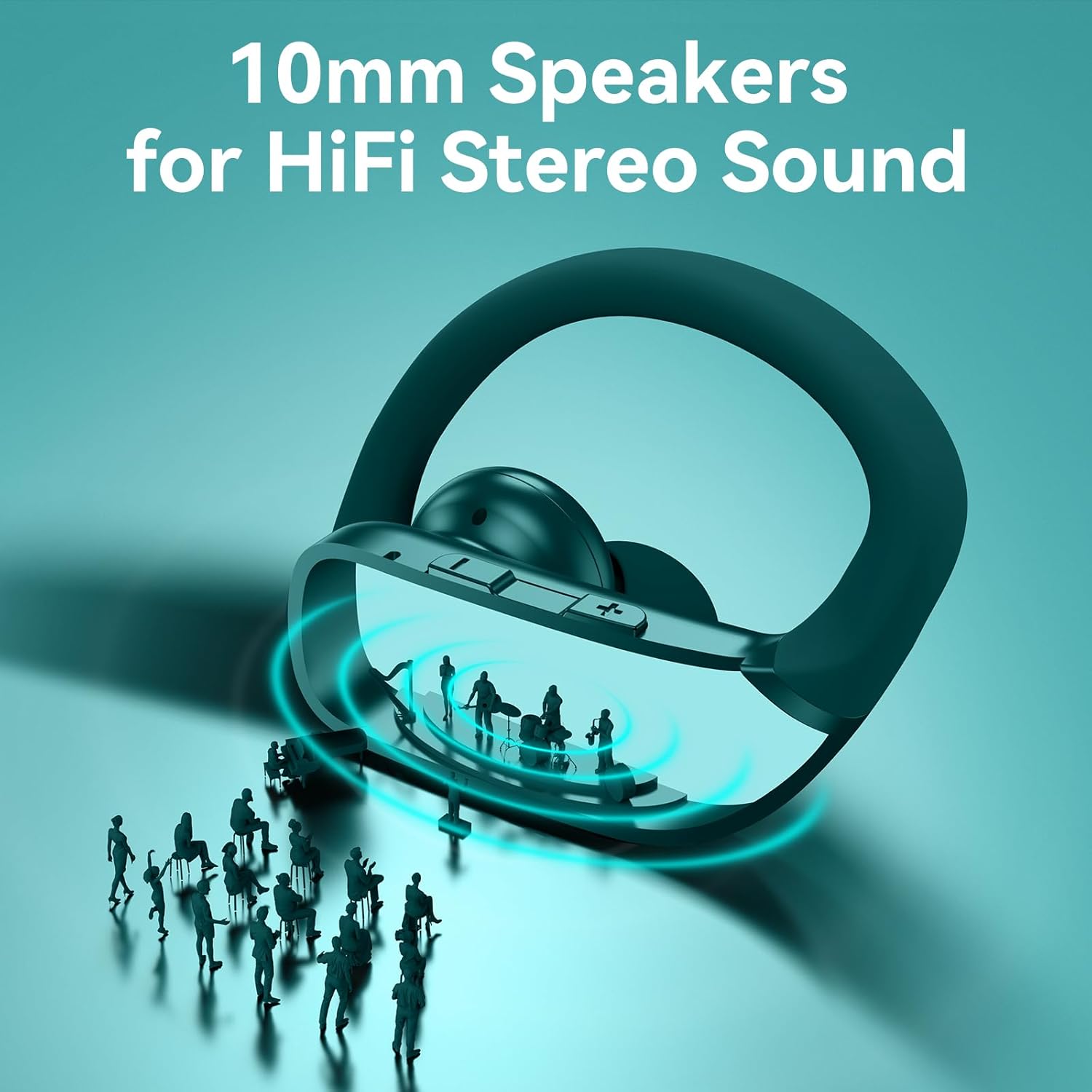 bmani Ear Buds Wireless Earbuds Bluetooth Headphones with 80H Playtime LED Display Case, Over-Ear Hook with Mic, Stereo Sound, Easy Button Controls, Sports Earphones for Running Workout Gym Green - Image 5