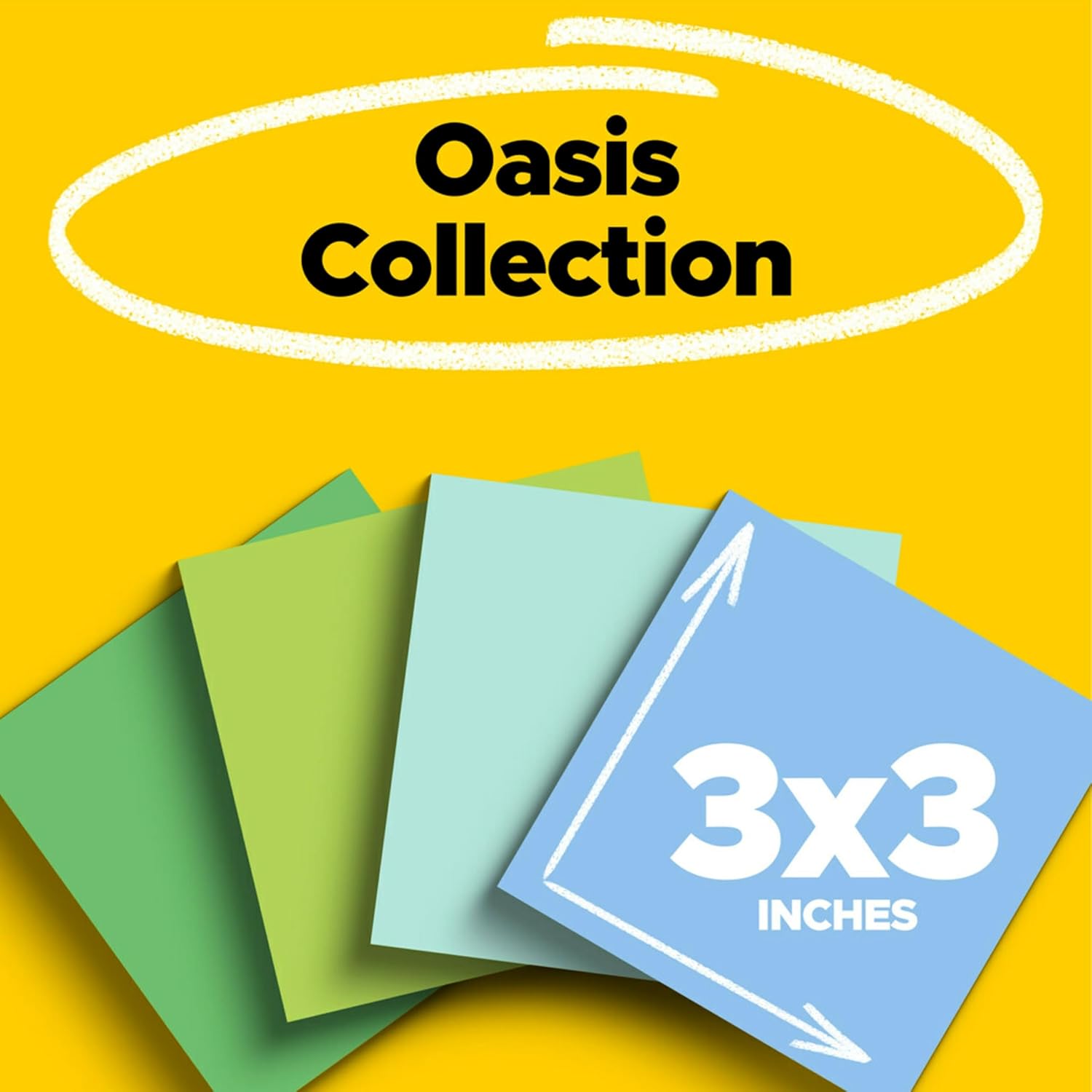 Post-it 100% Recycled Paper Super Sticky Notes, 3 in. x 3 in., 24 Pads, 70 Sheets per Pad, Oasis Collection, School Supplies and Office Products - Image 2