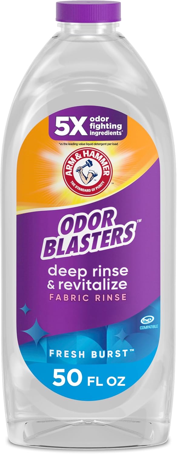 ARM & HAMMER Odor Blasters Deep Rinse and Revitalize Fabric Rinse, Laundry Additive, Eliminates Sweat and Musty Odors, Fresh Burst Scent, 50 fl oz - Image 2