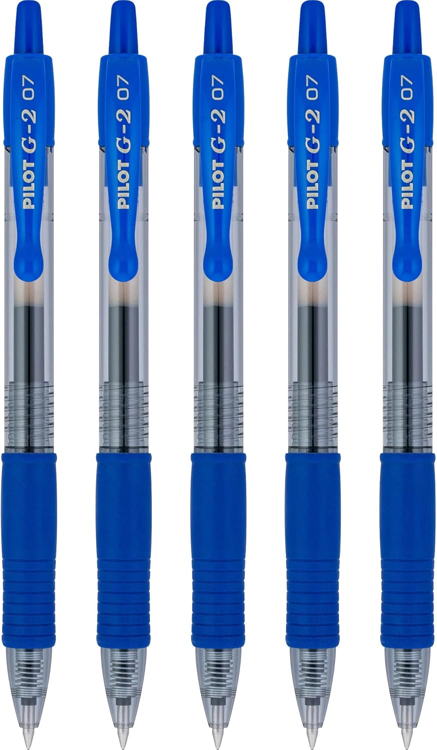 Pilot G2 Premium Gel Roller Pens, Fine Point 0.7 mm, Blue Ink Pens Fine Point, Pack of 5 - Ideal for School, Journaling, and Office Writing - Image 4