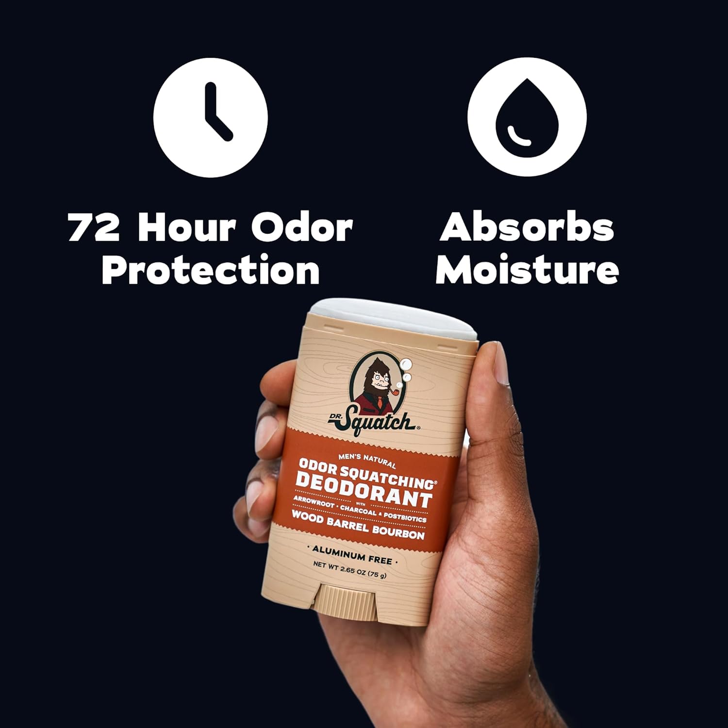 Dr. Squatch Natural Men’s Deodorant – Aluminum Free Natural Deodorant Men with Charcoal & Postbiotics for 72-Hour Odor Protection – Maverick Musk + Wood Barrel Bourbon, 2.65oz Stick (2-Pack) - Image 4