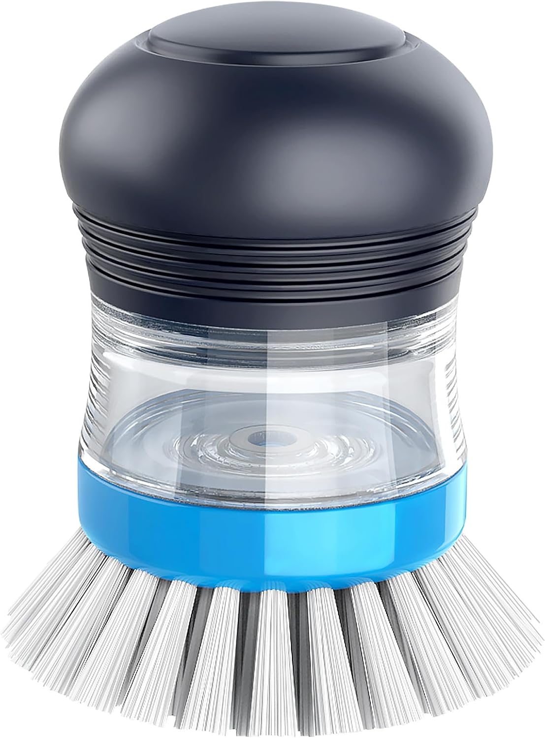 MR.SIGA Soap Dispensing Palm Brush, Kitchen Brush for Dish Pot Pan Sink Cleaning, Pack of 1, Navy/Blue - Image 2