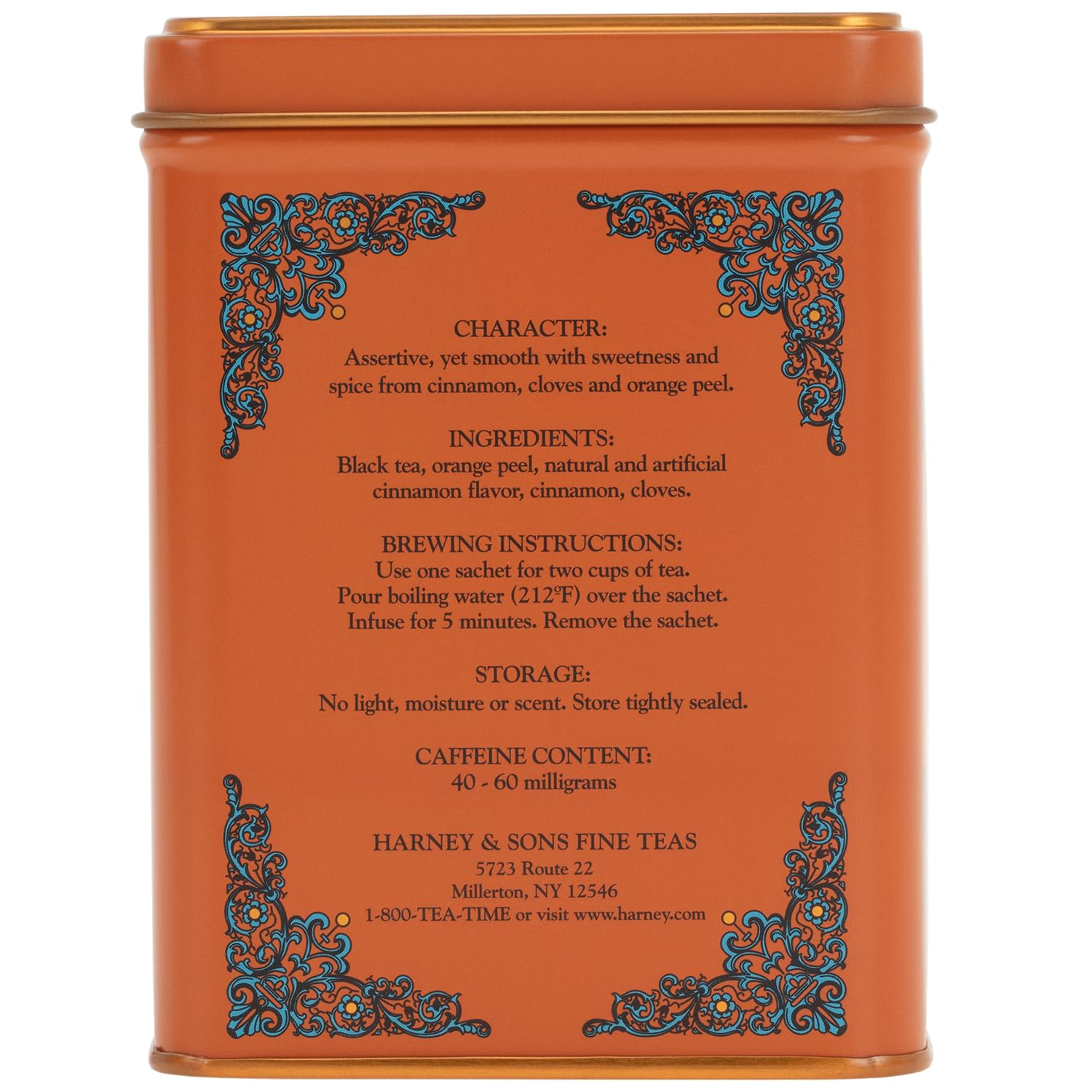 Harney & Sons Caffeinated Hot Cinnamon Sunset Black Tea with Orange and Cloves Tin 20 Sachets (Pack of 1) - Image 3