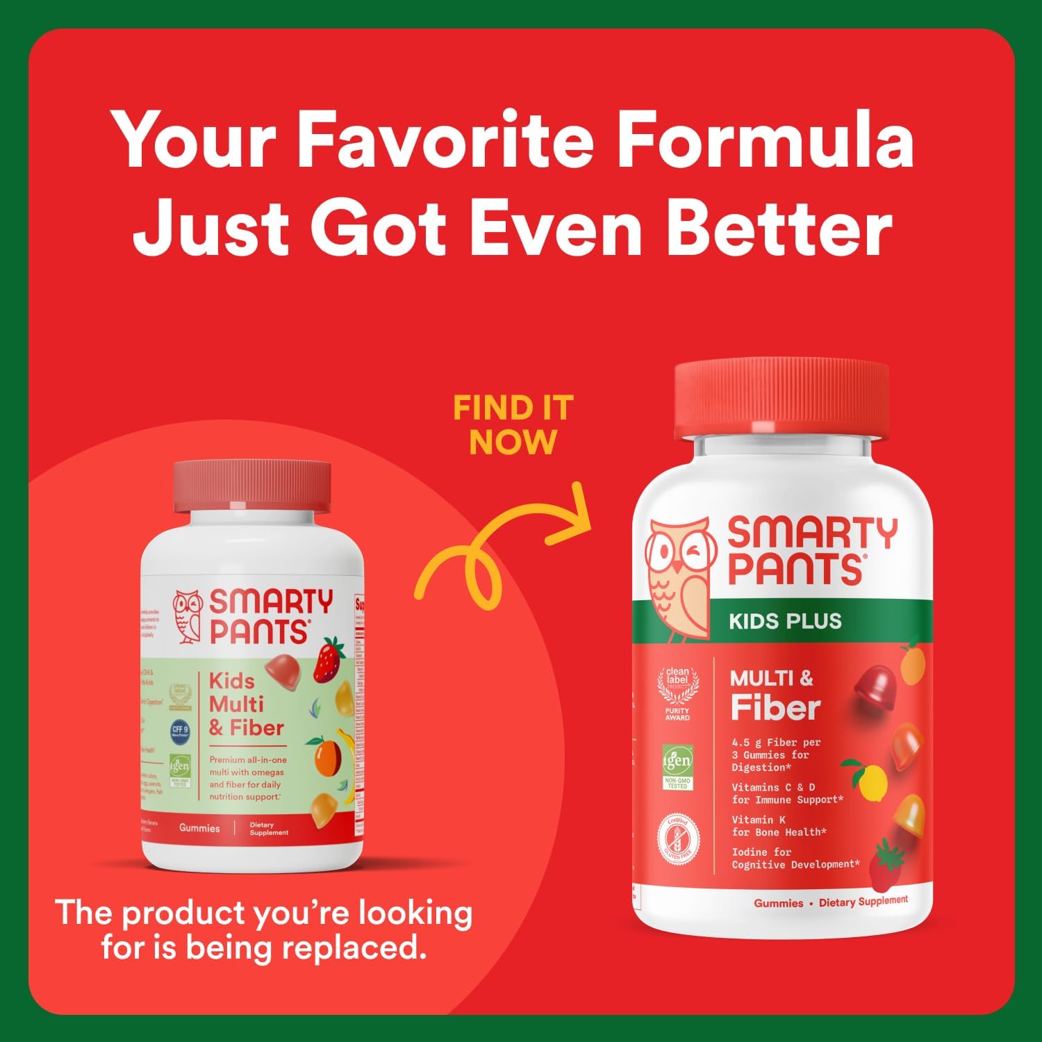SmartyPants Kids Multivitamin Gummies and Fiber Supplement: Vitamin D3, C, Vitamin B12, B6, A, Zinc, Biotin, Inositol, Fiber Gummies, Three Fruit Flavors, 120 Count (30 Day Supply) - Image 3