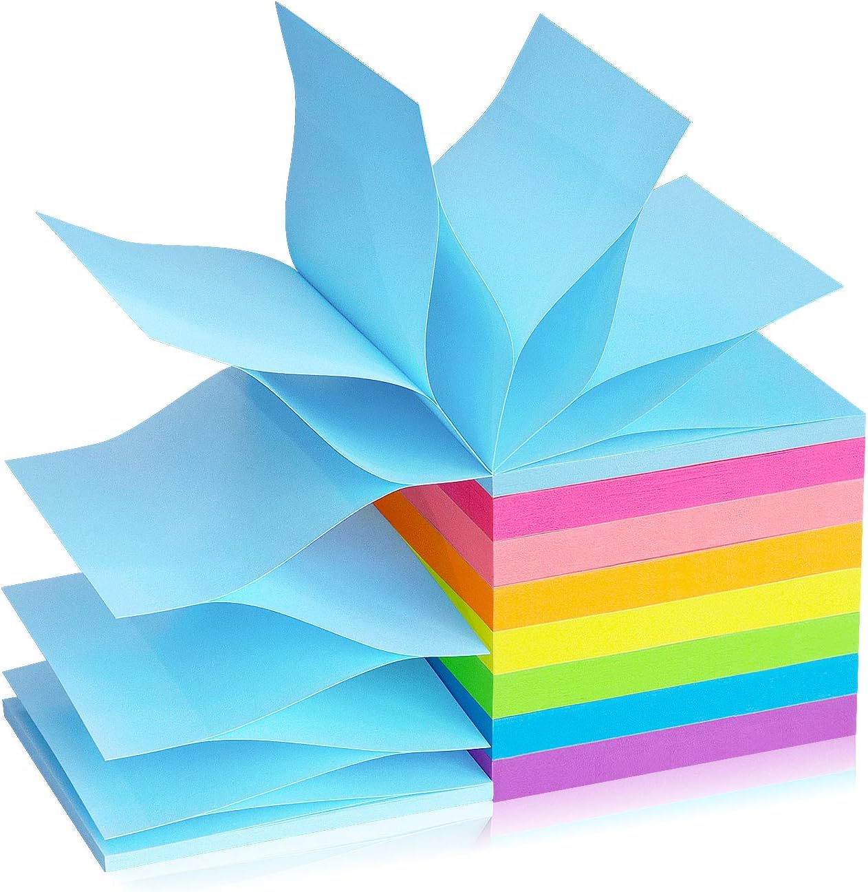 Pop Up Sticky Notes 3x3 inch, 8 Bright Multi Colors,Accordion Self-Stick Notes, Purple Sticky Notes 8 Pads 80 Sheet/Pad - Image 2
