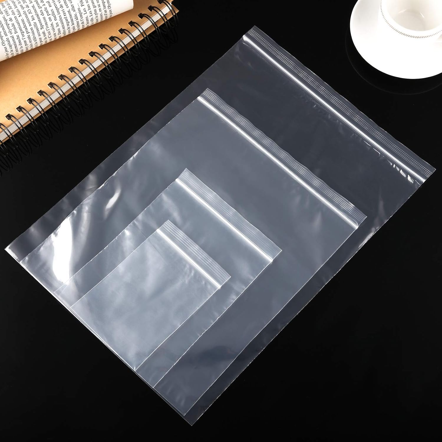 Zonon 4 Sizes 100 Pack Clear Reclosable Zipper Storage Bags 2 Mil Plastic Poly Bags Resealable Lock Seal Zipper for Jewelry, Daily Vitamin (5 x 3 Inch, 7 x 5 Inch, 10 x 8 Inch, 13 x 9 Inch) - Image 8