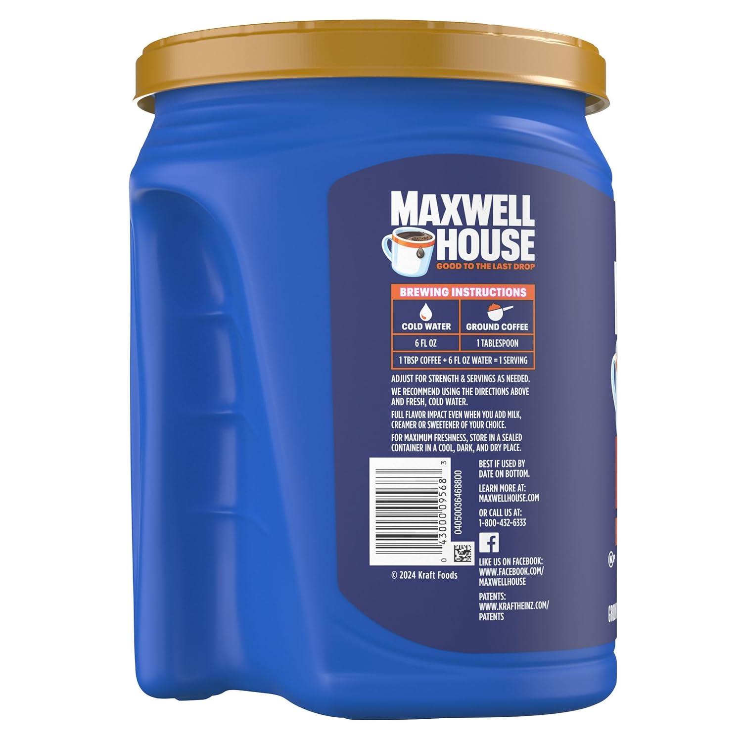 Maxwell House Ground Coffee, Kosher, 1 Canister, for Mornings and Afternoon Pick-Me-Ups, Wake Up Roast, Medium Roast, 40.4 oz - Image 8
