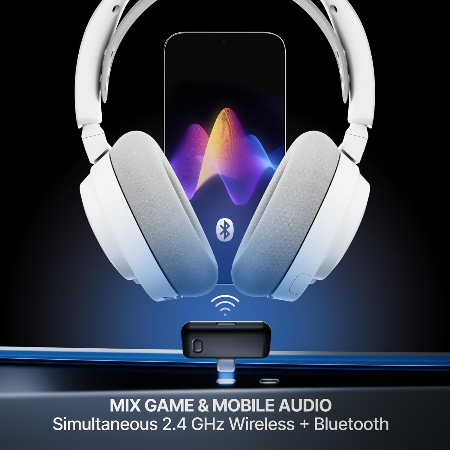 SteelSeries Arctis Nova 7P Wireless Gen 2 Gaming Headset - Real-Time App Control, 50+ HR Play, Neodymium Magnetic Drivers, Mix 2.4GHz/Bluetooth, PS5, PS4, PC, Switch 1/2, Mobile - White - Image 4