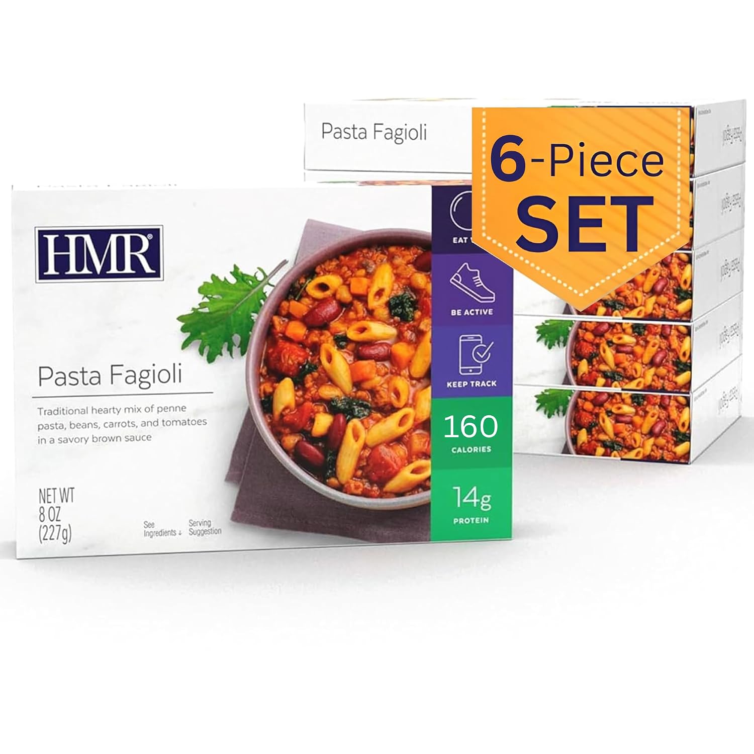 HMR Pasta Fagioli Entrée | Pre-packaged Lunch or Dinner to Support Weight Loss | Ready to Eat | Vegetarian | 14g of Protein | Low Calorie Food | 8oz Serving per Meal | Pack of 6 - Image 2