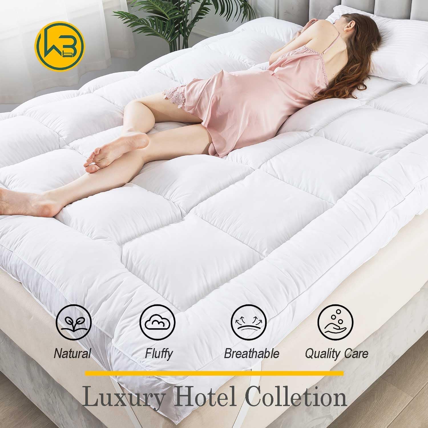 WhatsBedding 3 Inch Feather Bed Mattress Topper,Duck Feather Memory Foam Mattress Topper,Thickened Topper Layer,Twin - Image 8