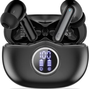 Wireless Earbuds Bluetooth 5.3, 50H Playback LED Display, HiFi Stereo ENC Headset, IPX7 Waterproof Earphones for Gym/Running/Work (Black)