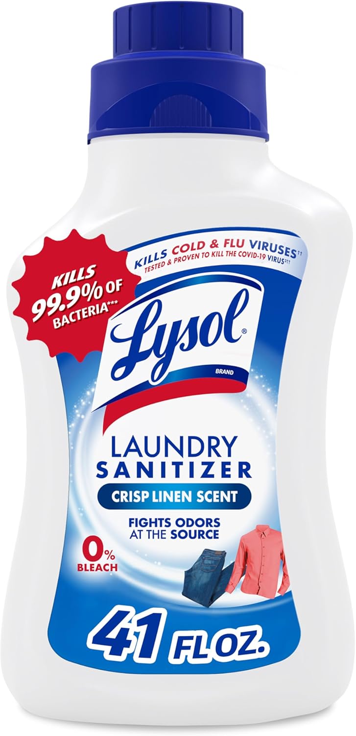 Lysol Disinfectant Laundry Sanitizer & Scent Booster, Laundry Detergent Additive, Color Safe Bleach Alternative, Laundry Odor Eliminator, Kills Bacteria & Viruses, Crisp Linen Scent, 41 Fl Oz Liquid - Image 2