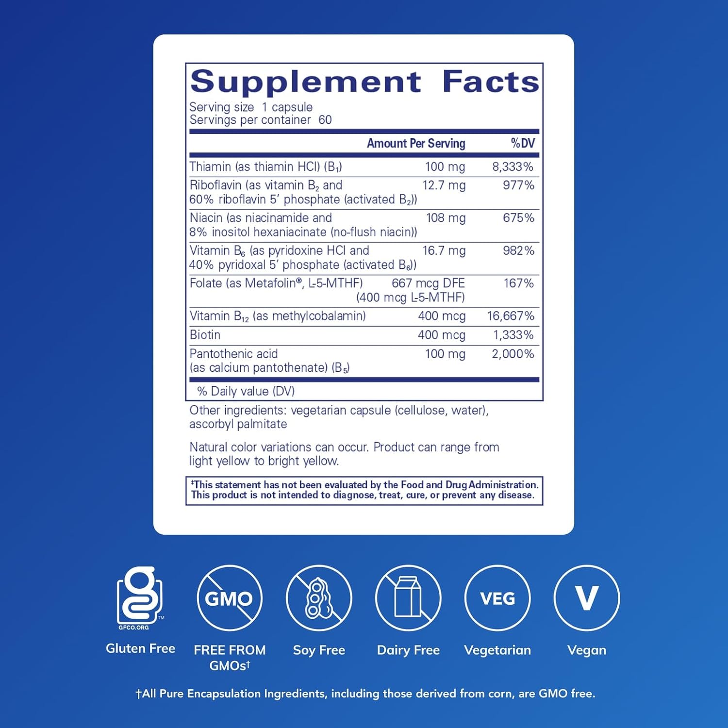 Pure Encapsulations B-Complex Plus - B Vitamins Supplement to Support Neurological Health, Cardiovascular Health, Energy Levels & Nervous System Support* - with Vitamin B12 & More - 60 Capsules - Image 3